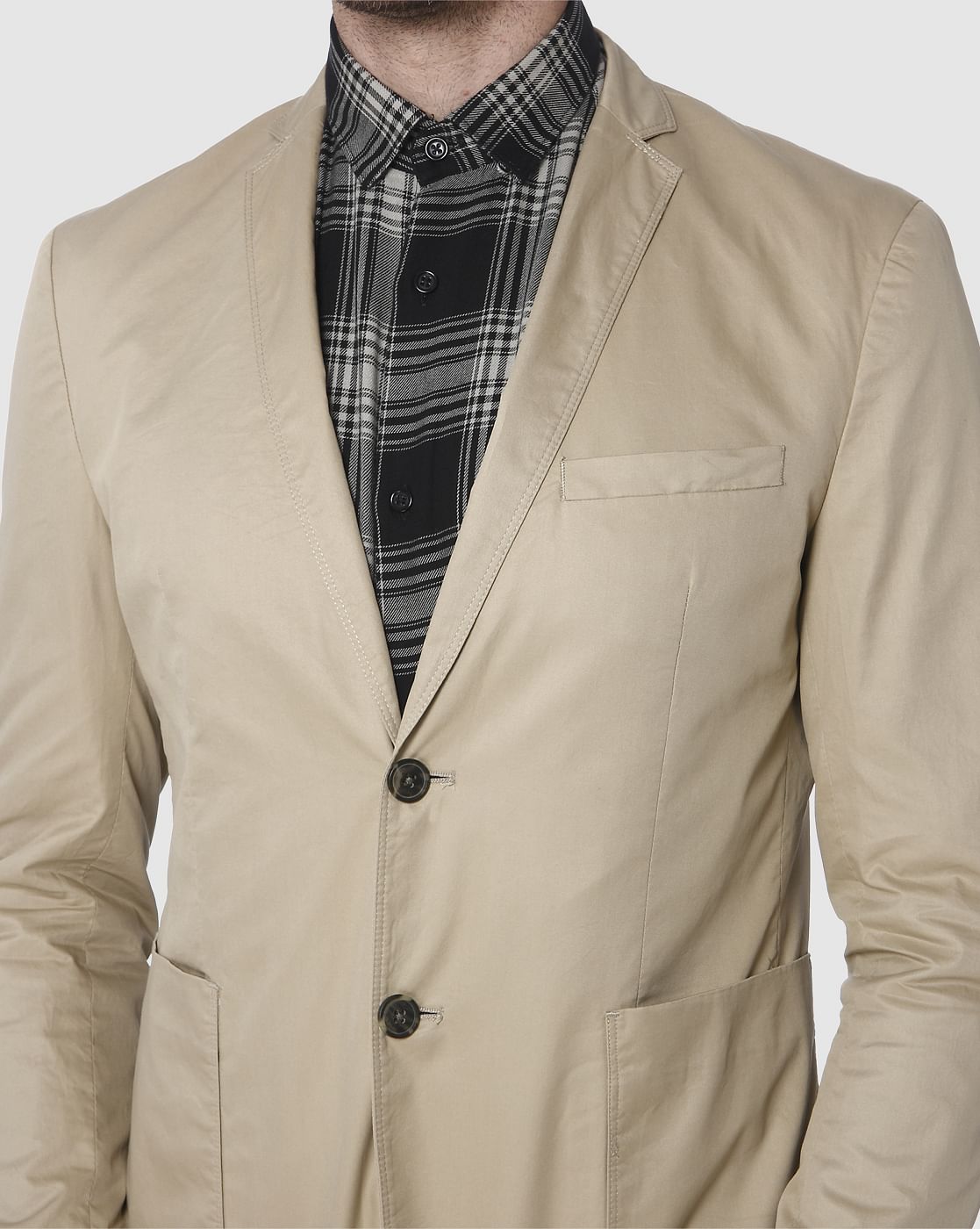 Beige Slim Fit Blazer