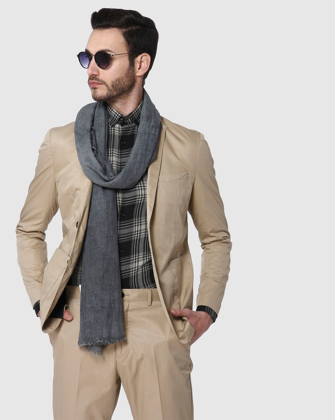 Beige Slim Fit Blazer
