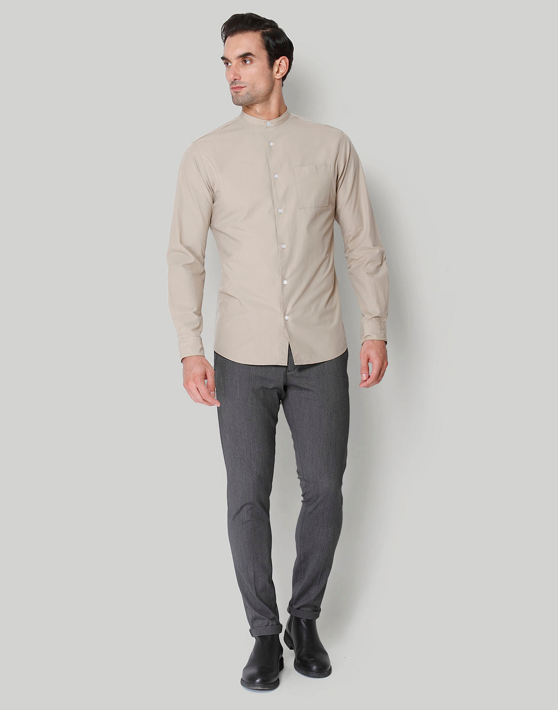 Beige Full Sleeves Shirt