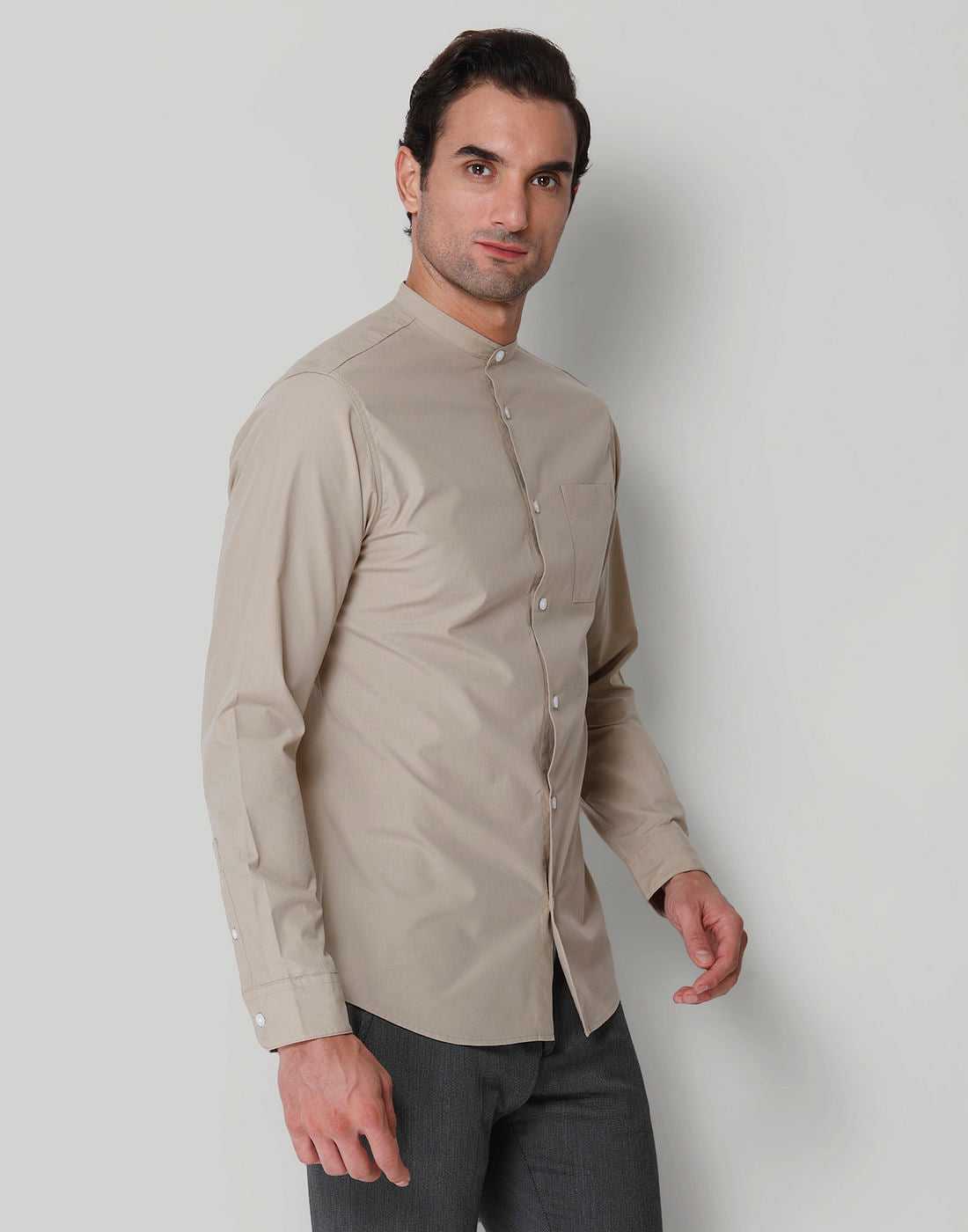 Beige Full Sleeves Shirt
