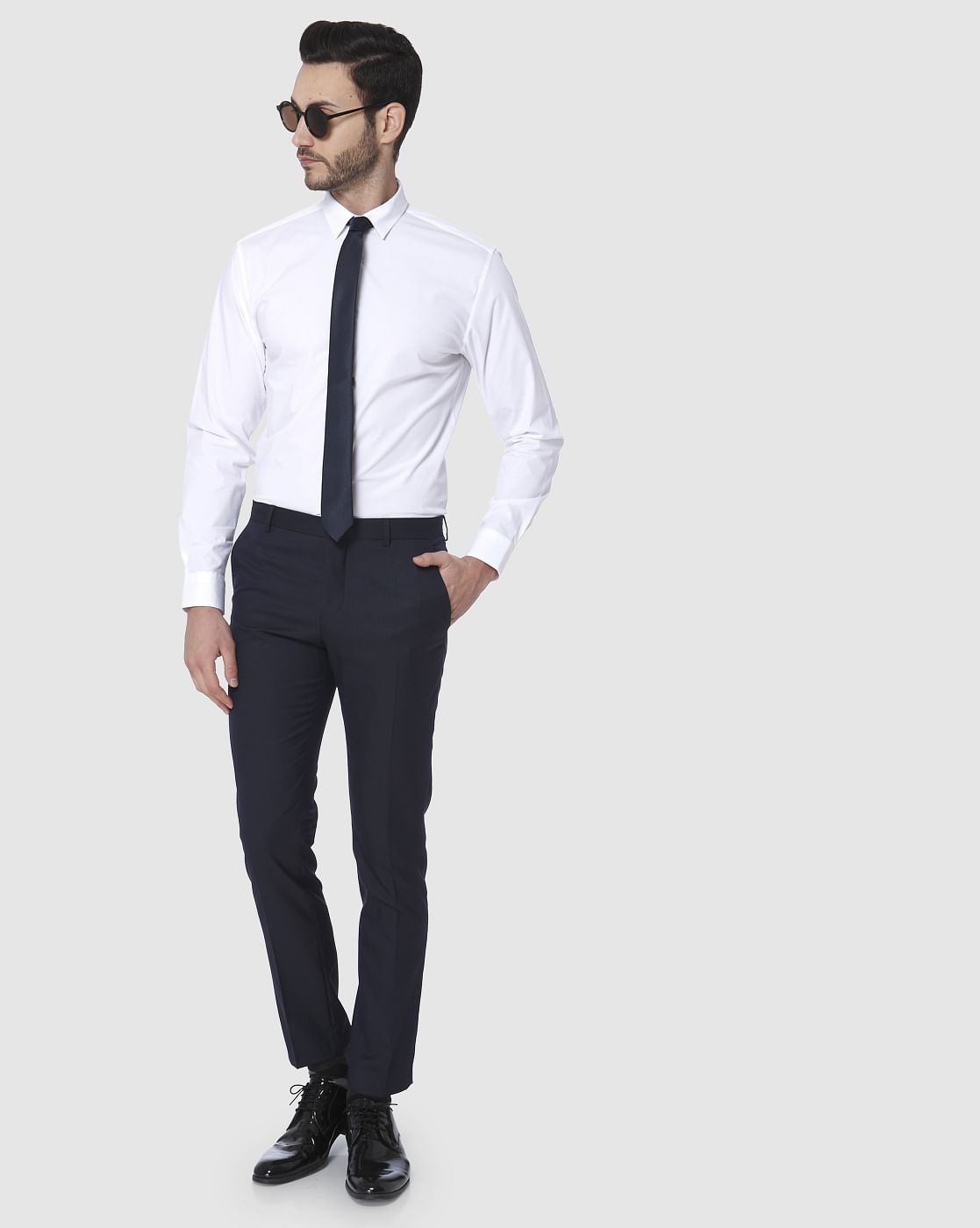 Navy Blue Formal Slim Fit Trousers