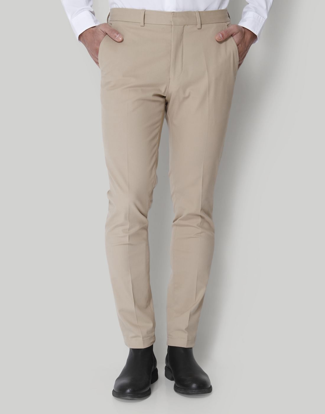 Beige Formal Trousers
