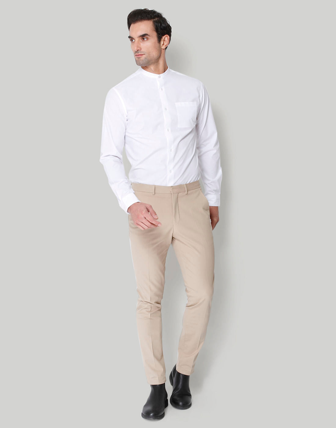 Beige Formal Trousers