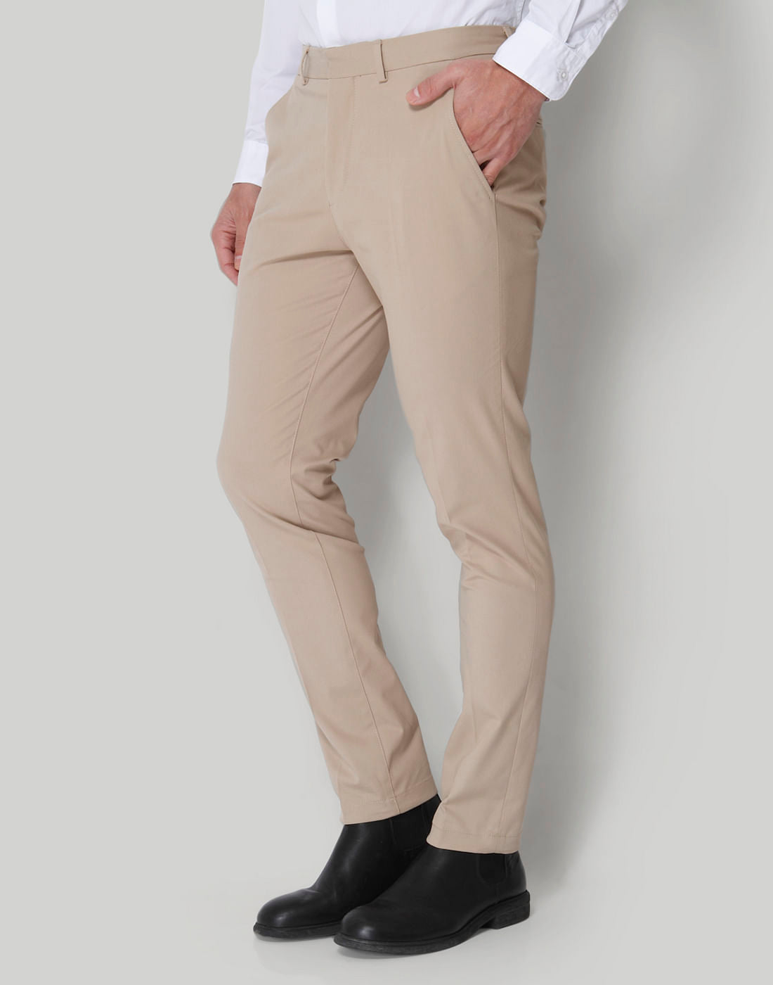 Beige Formal Trousers