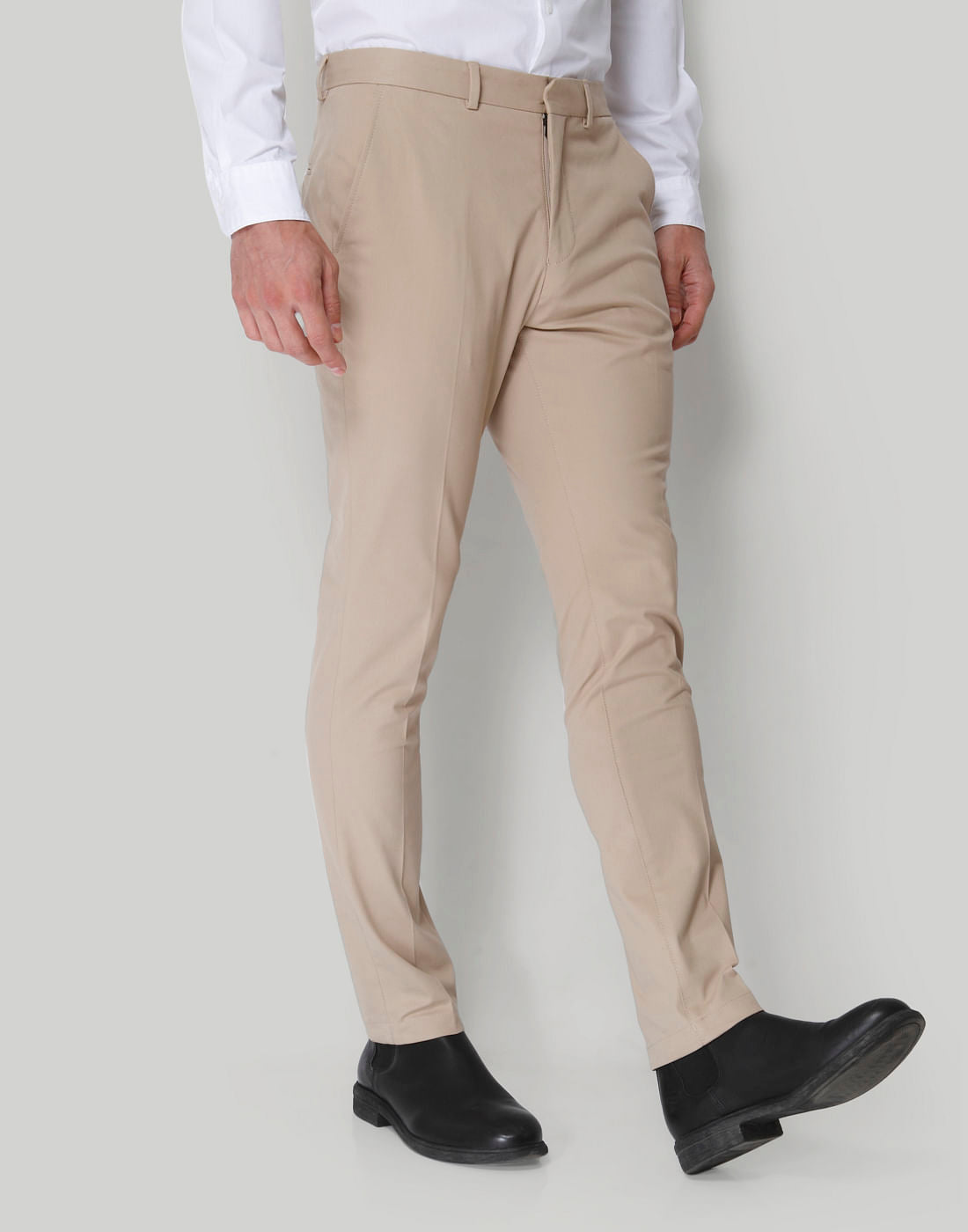 Beige Formal Trousers