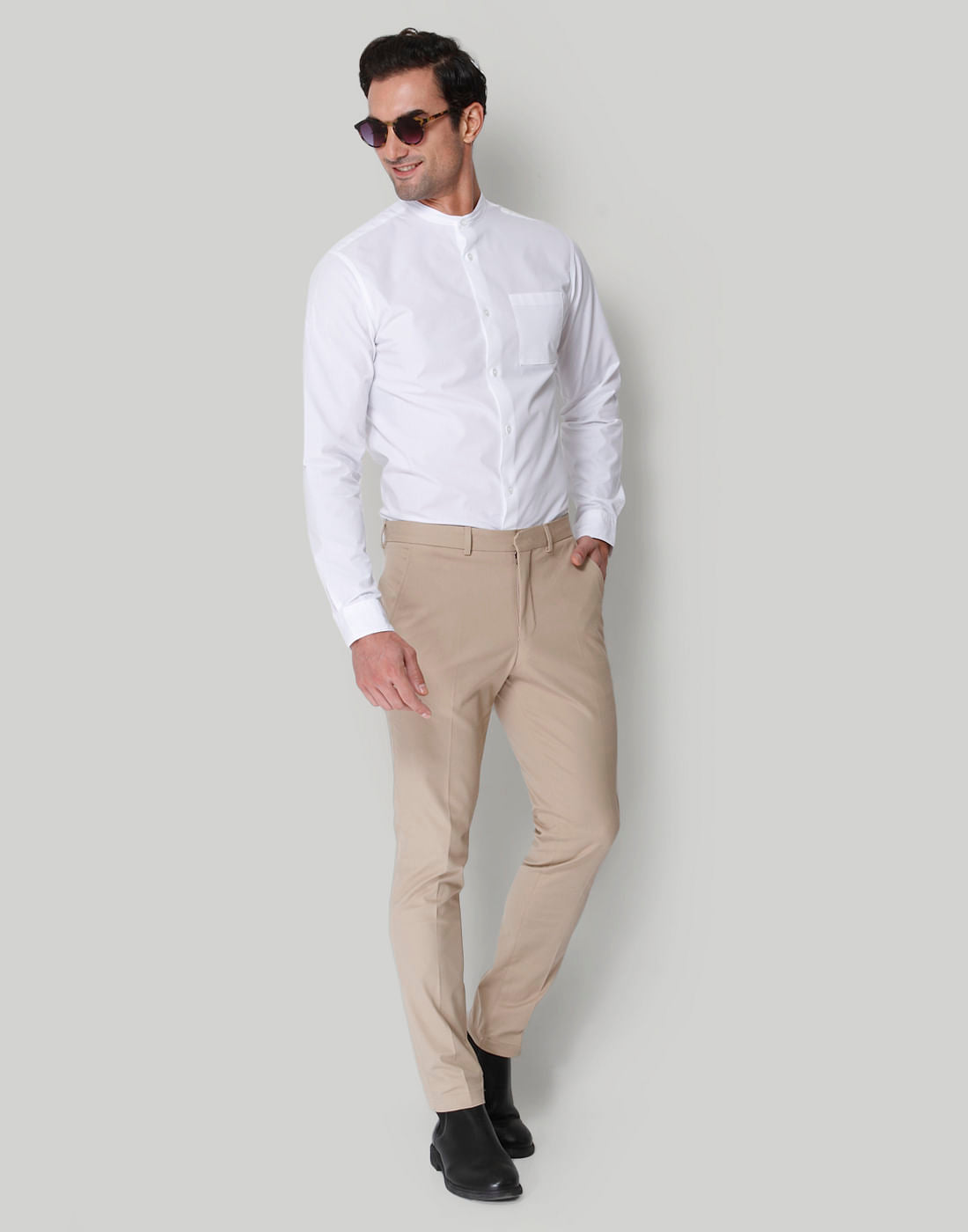 Beige Formal Trousers