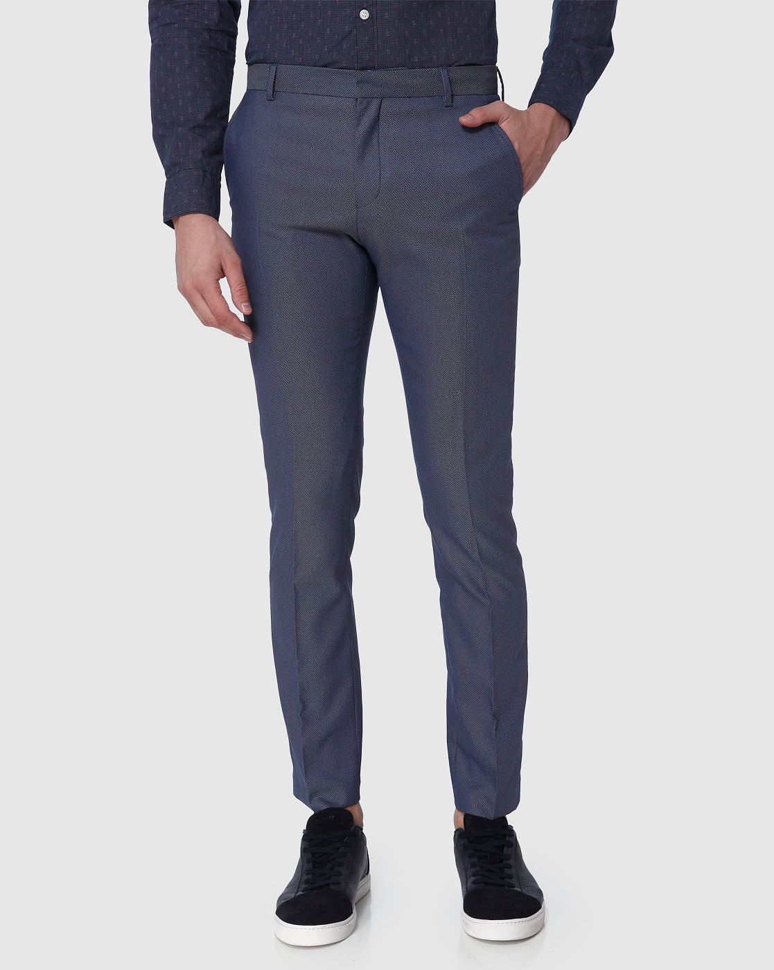 Blue Formal Slim Fit Trousers