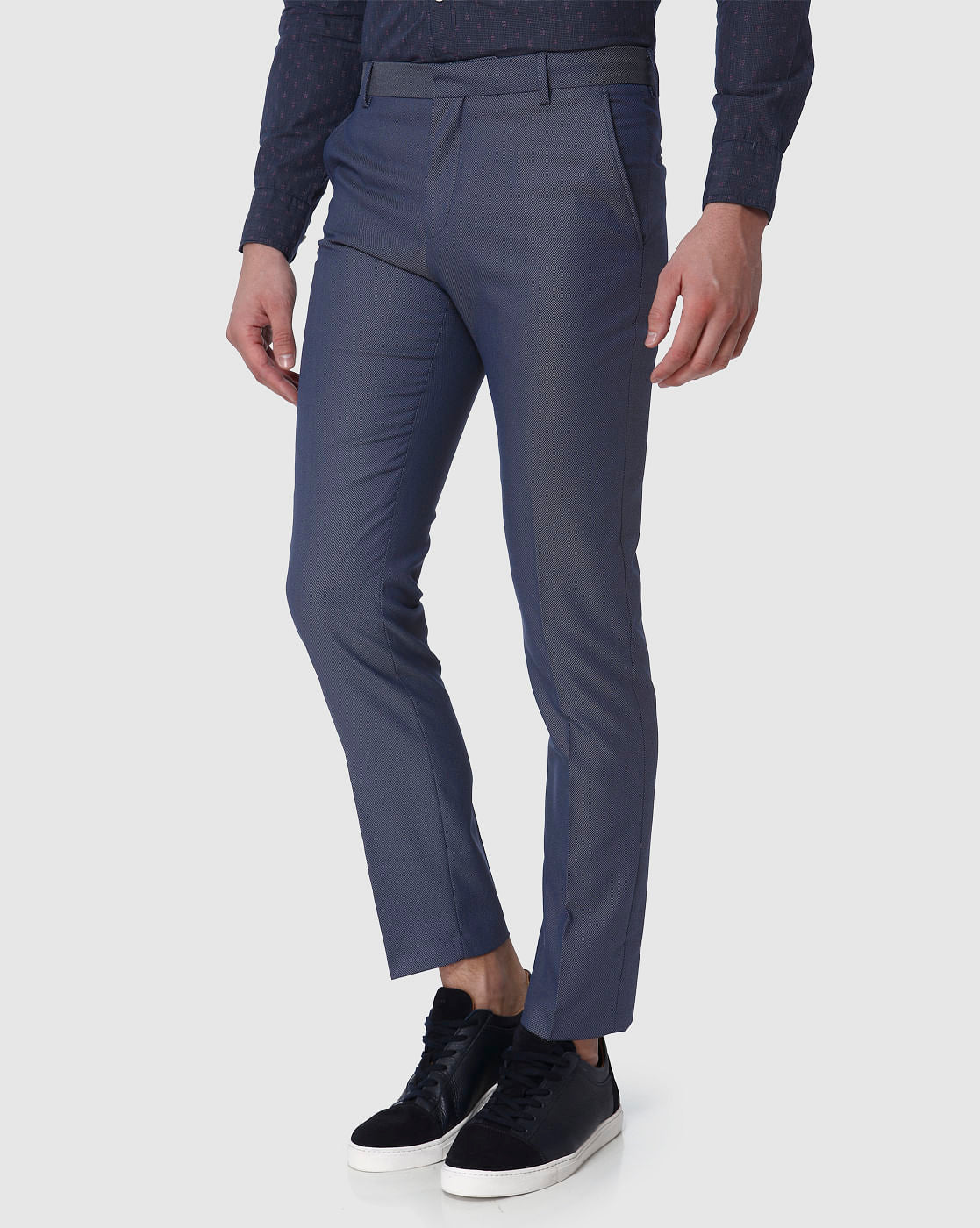 Blue Formal Slim Fit Trousers