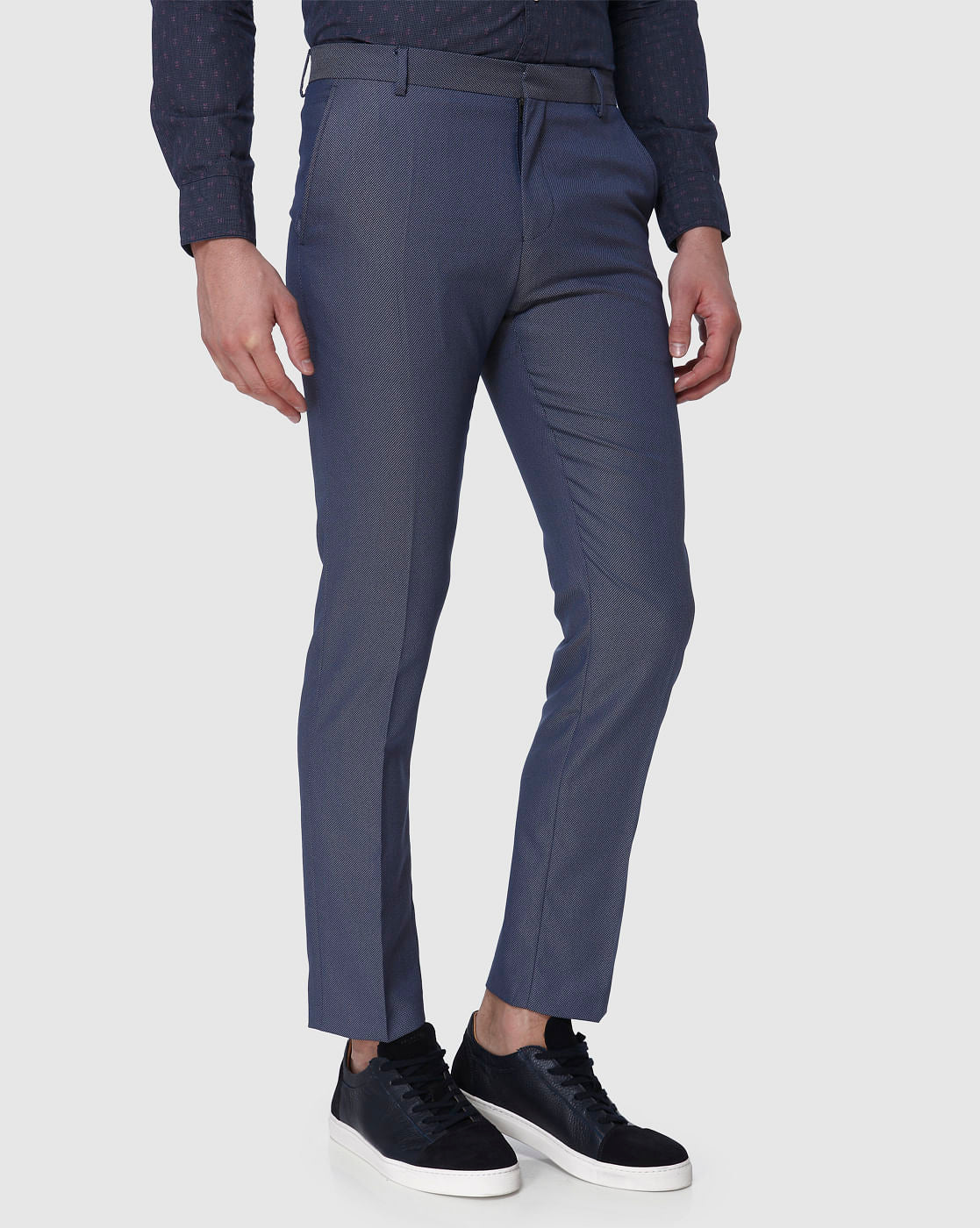 Blue Formal Slim Fit Trousers
