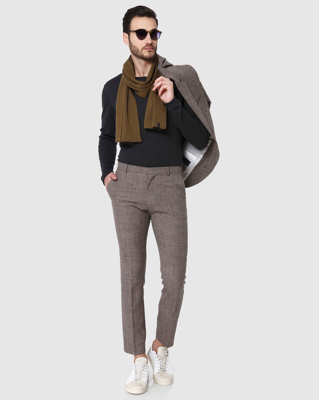 Brown Formal Slim Fit Trousers
