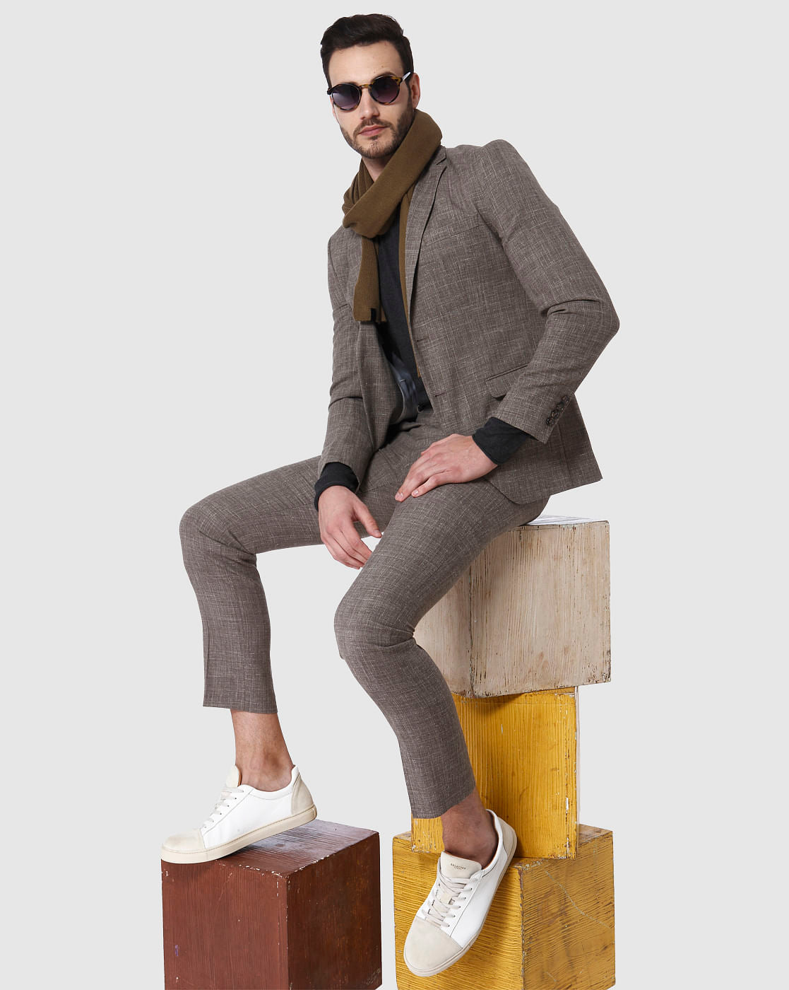 Brown Formal Slim Fit Blazer