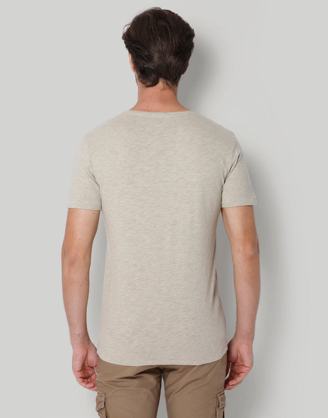 Beige Printed Crew Neck T-Shirt
