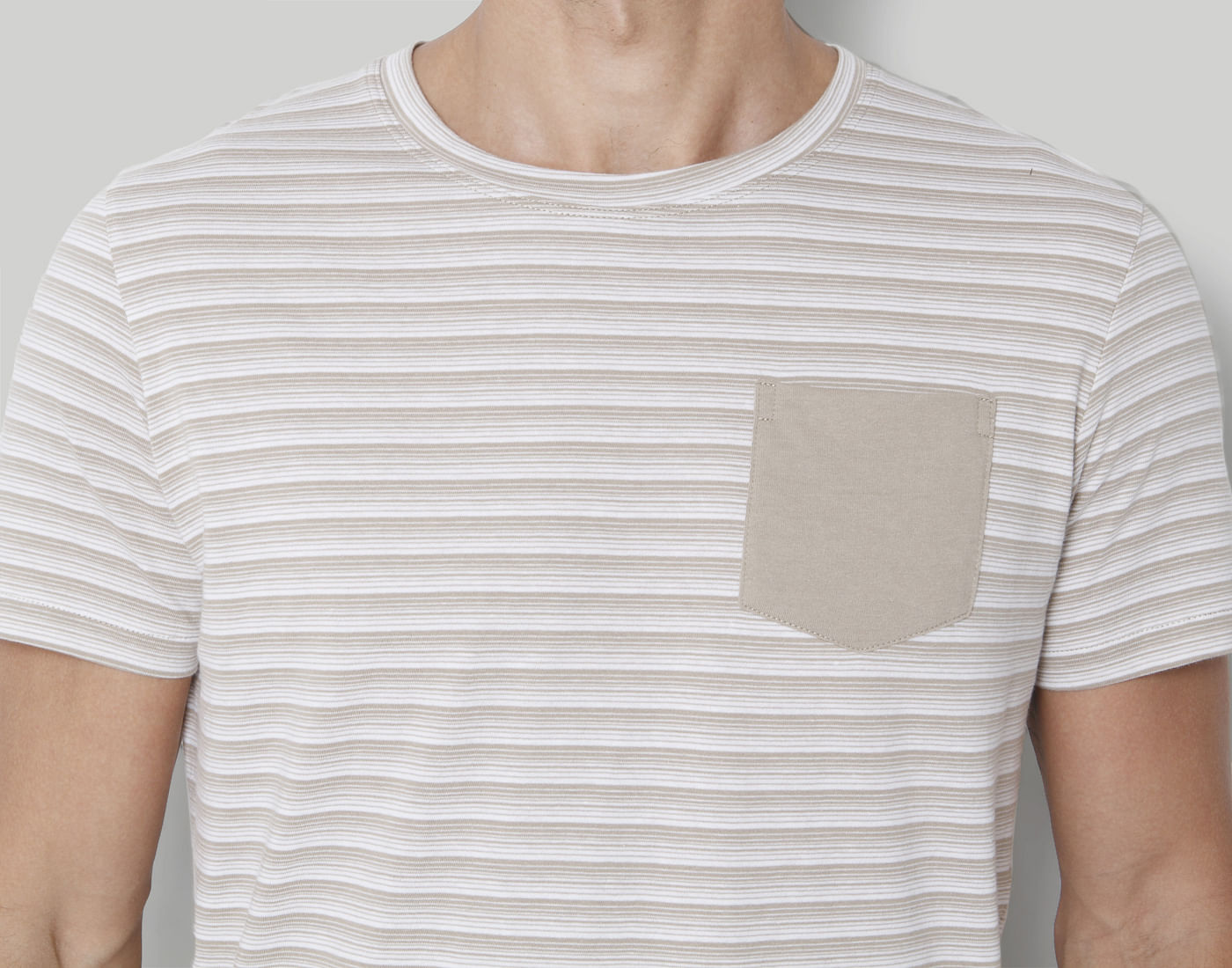 Brown Striped Crew Neck T-Shirt
