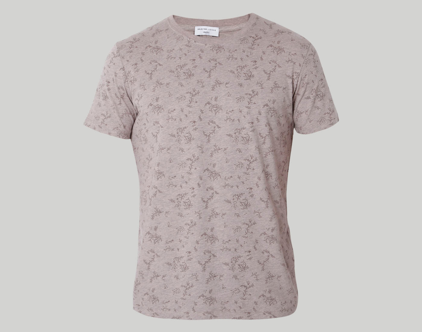 Brown Floral Print Crew Neck T-Shirt