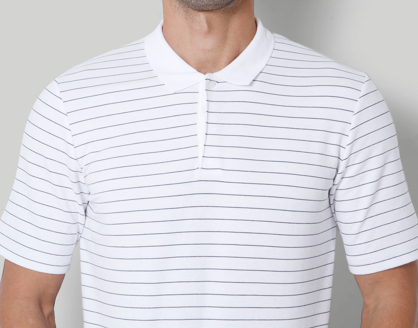 White Striped Polo Neck T-Shirt