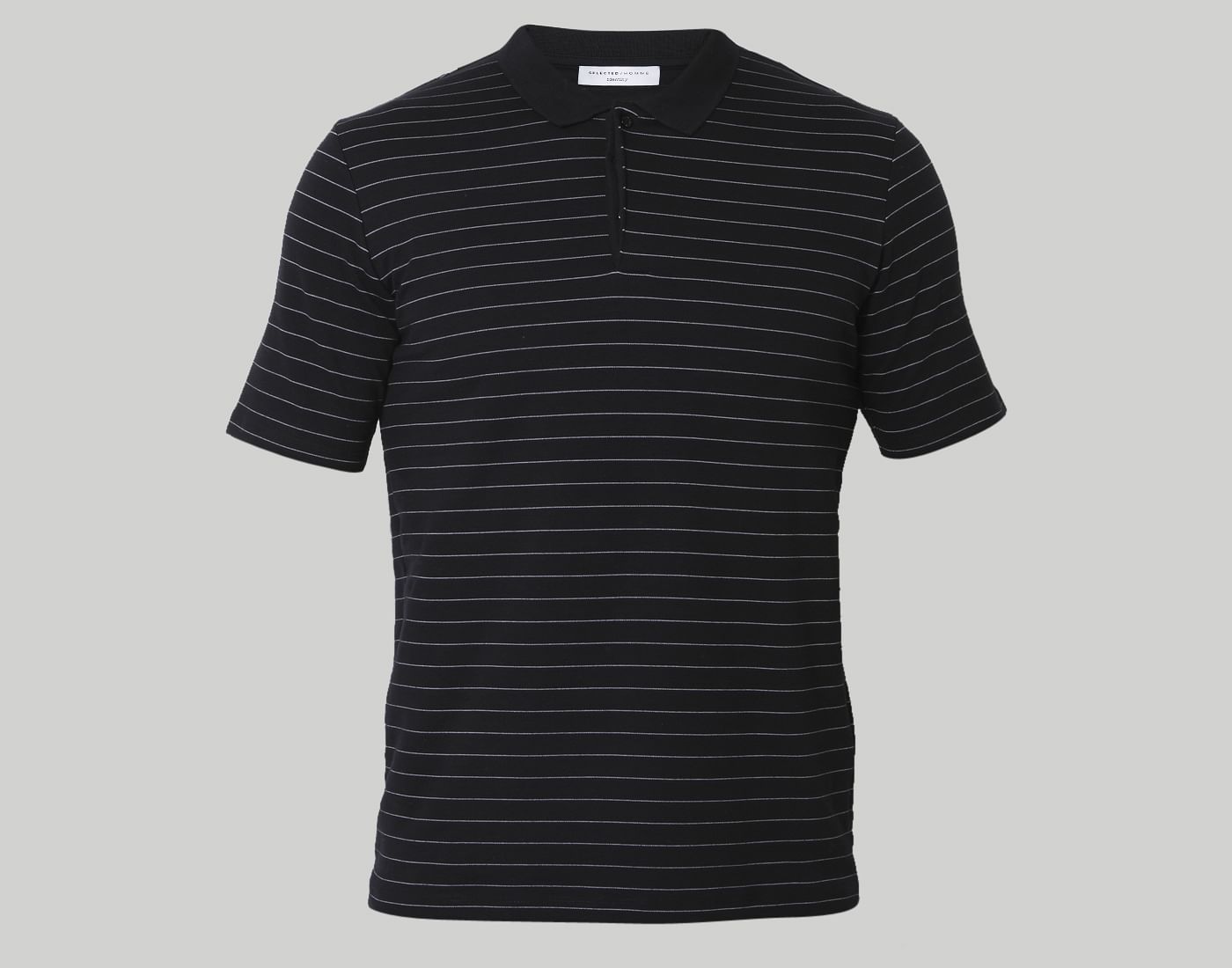 Black Striped Polo Neck T-Shirt