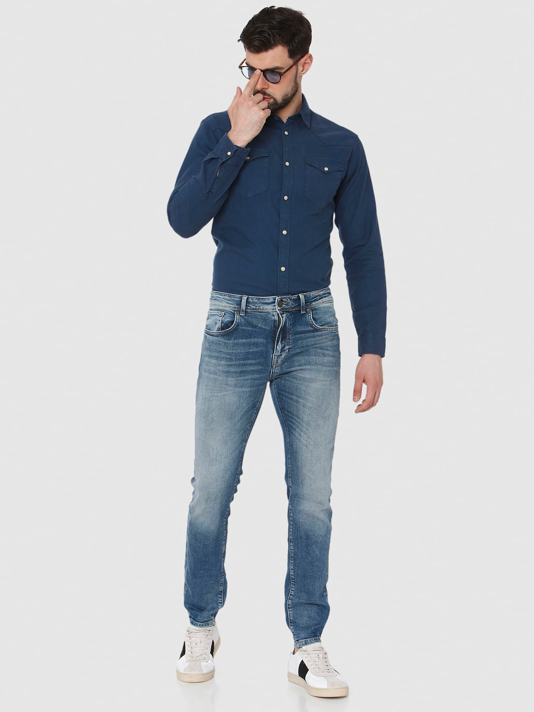 Blue Washed Leon Slim Fit Jeans