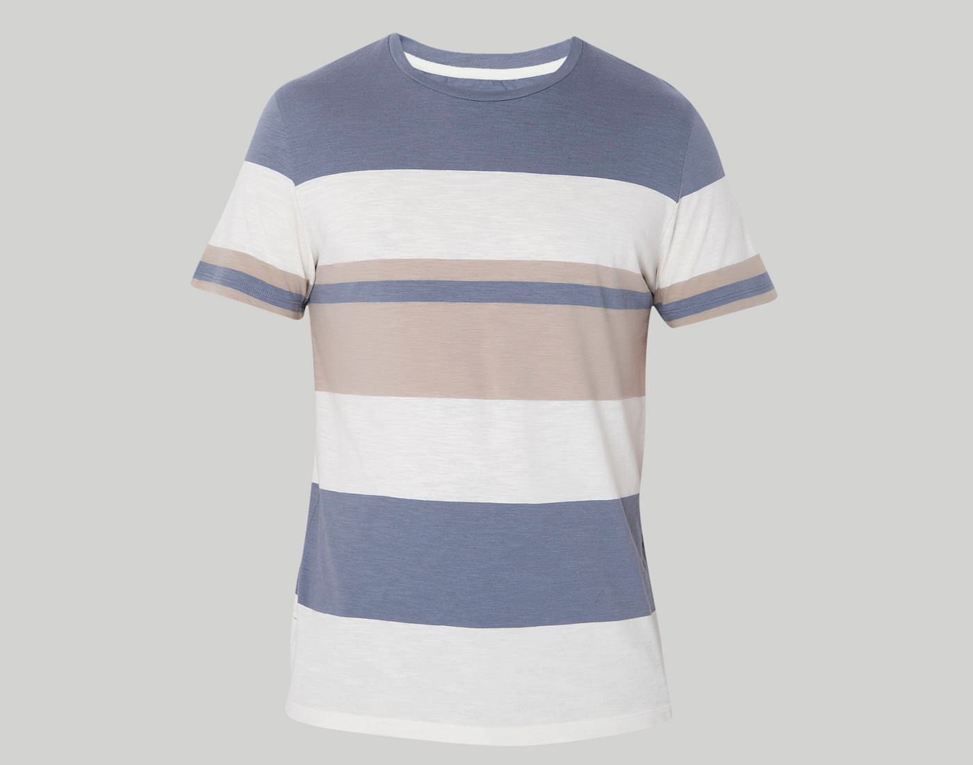 Blue Colourblocked Crew Neck T-Shirt