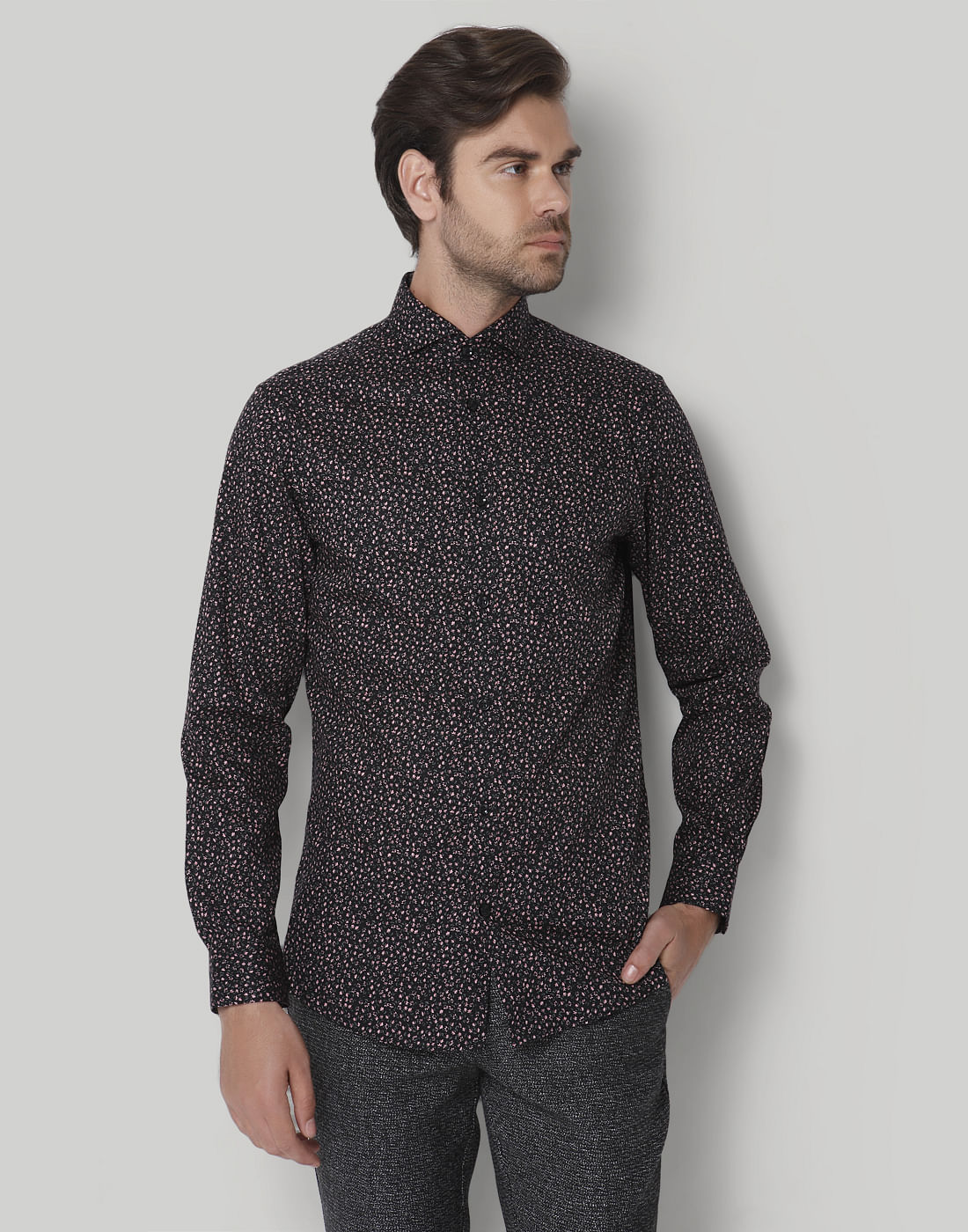 Black Printed Full Sleeves Shirt