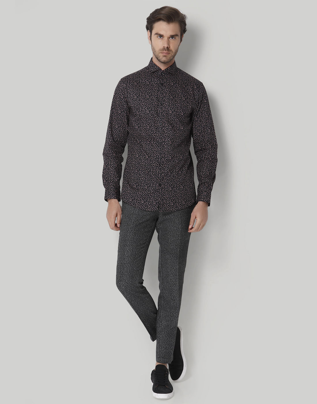 Black Printed Full Sleeves Shirt