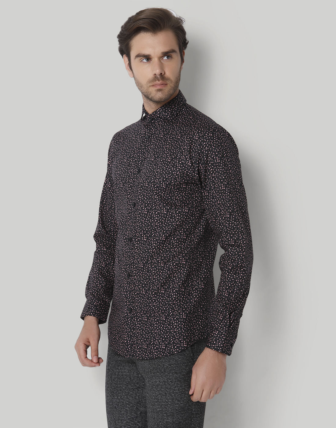 Black Printed Full Sleeves Shirt