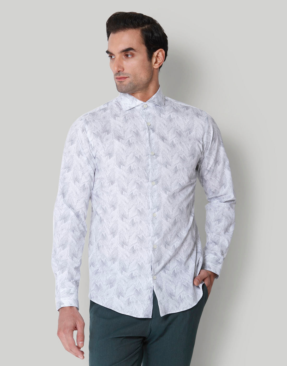 White floral print Full Sleeves Shirt