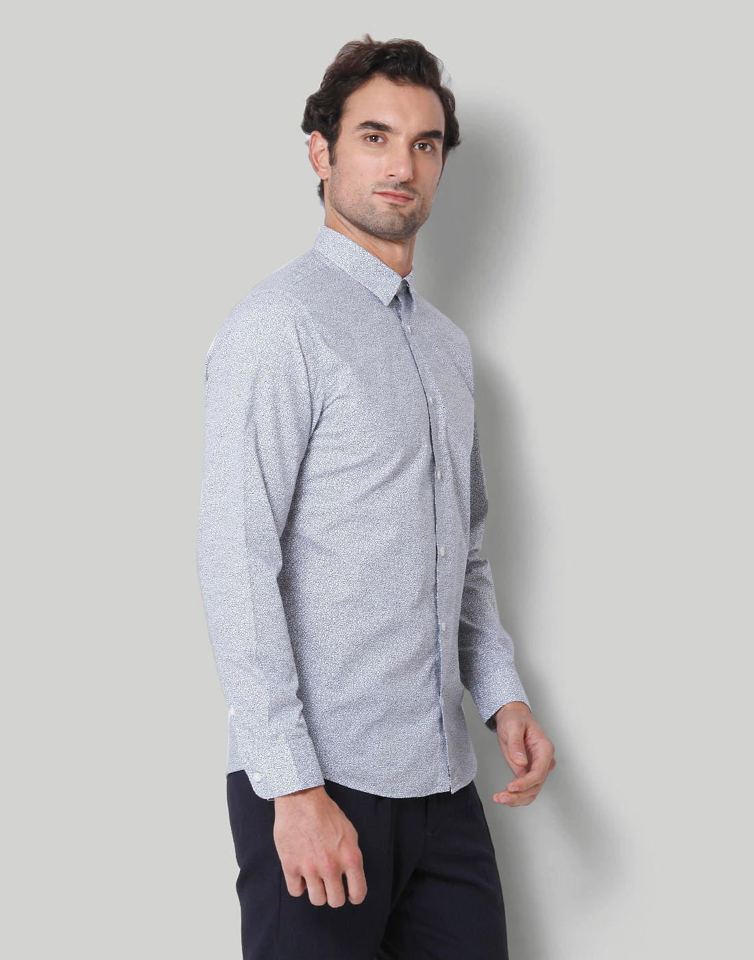 White Printed Full Sleeves Shirt