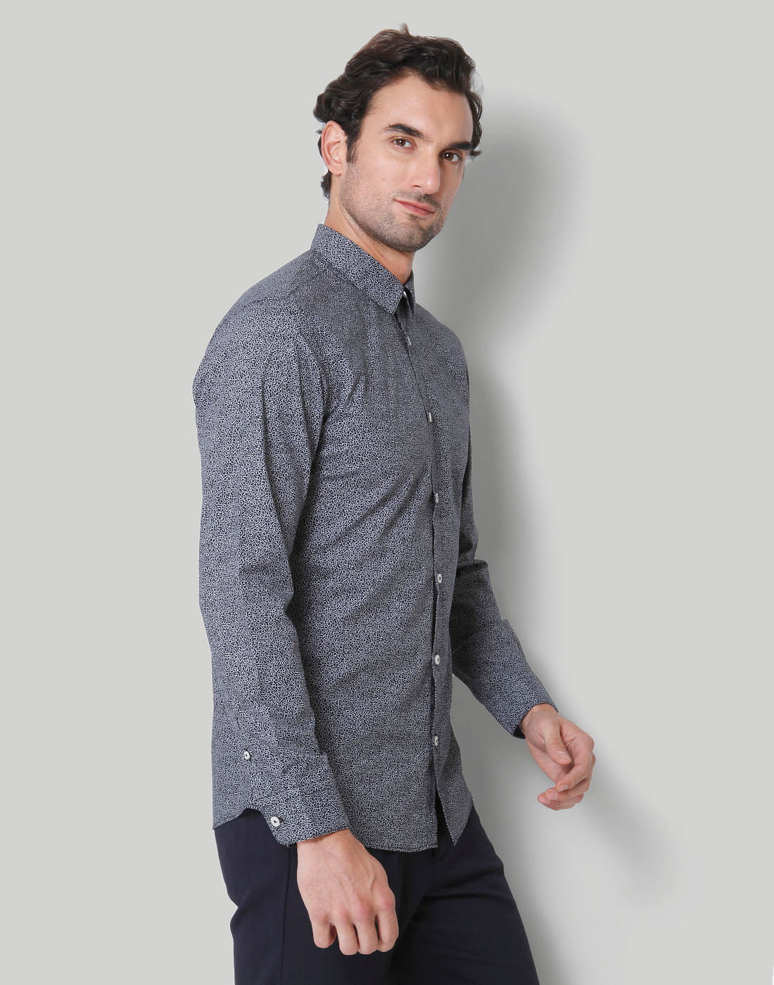 Black Printed Full Sleeves Shirt