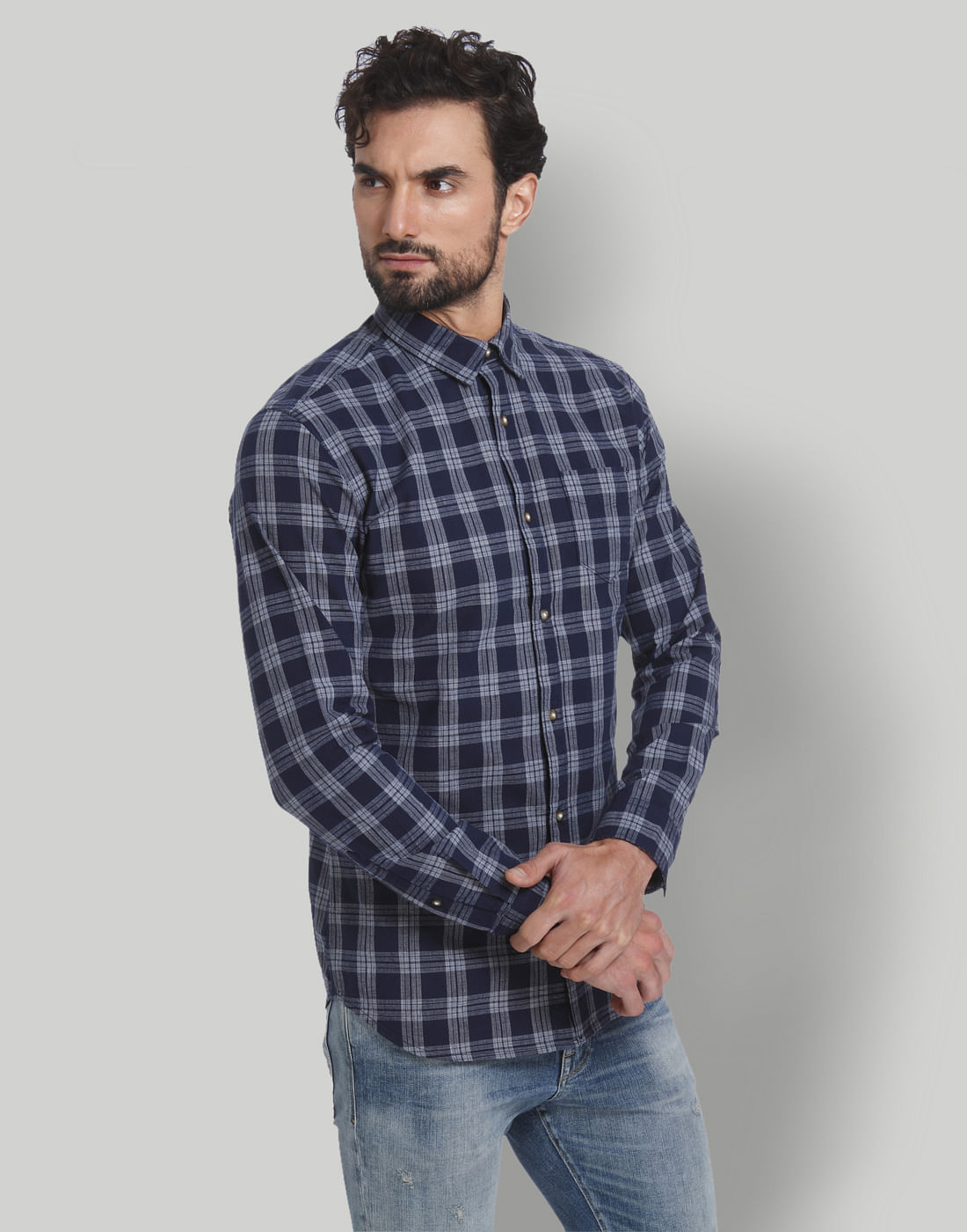 Blue Check Full Sleeves Shirt