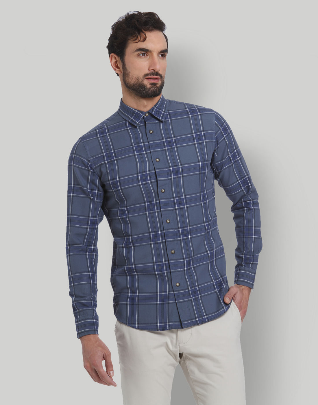 Blue Check Full Sleeves Shirt