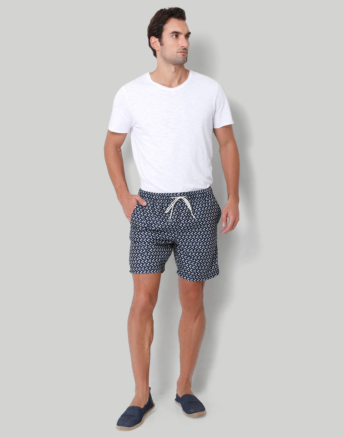 Dark Blue Printed Swimshorts