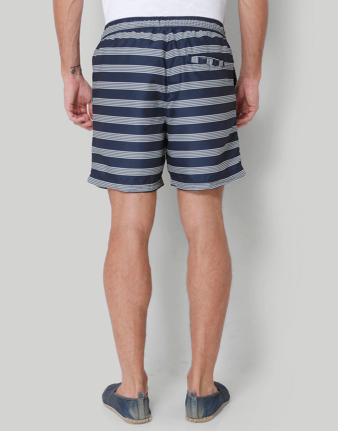 Dark Blue Striped Swimshorts
