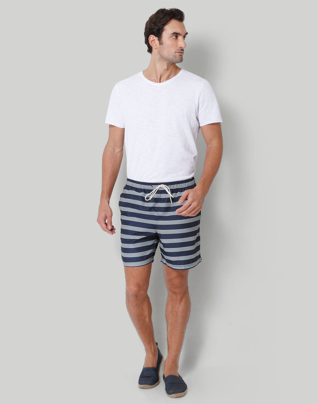 Dark Blue Striped Swimshorts