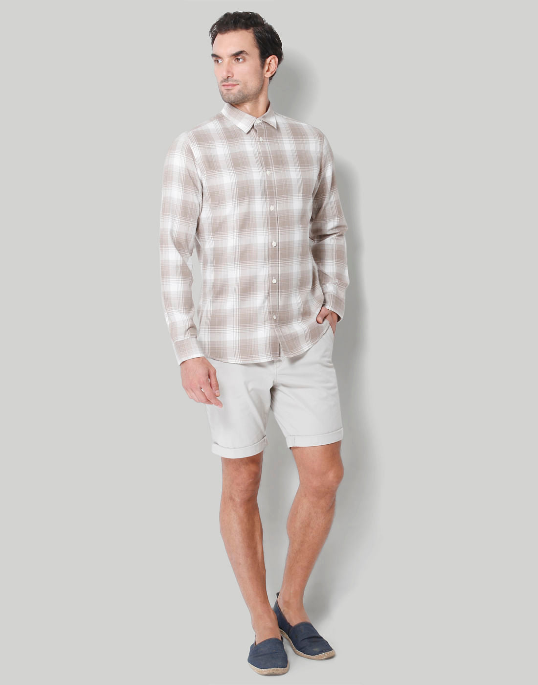 White Check Full Sleeves Shirt