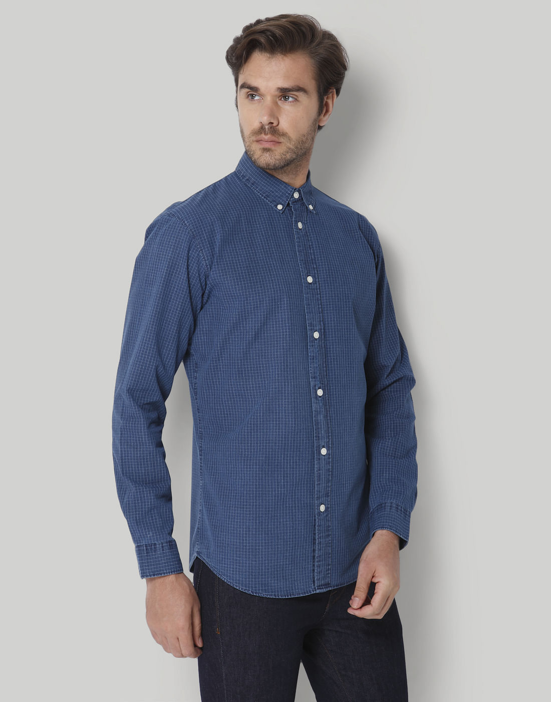 Blue Check Full Sleeves Shirt