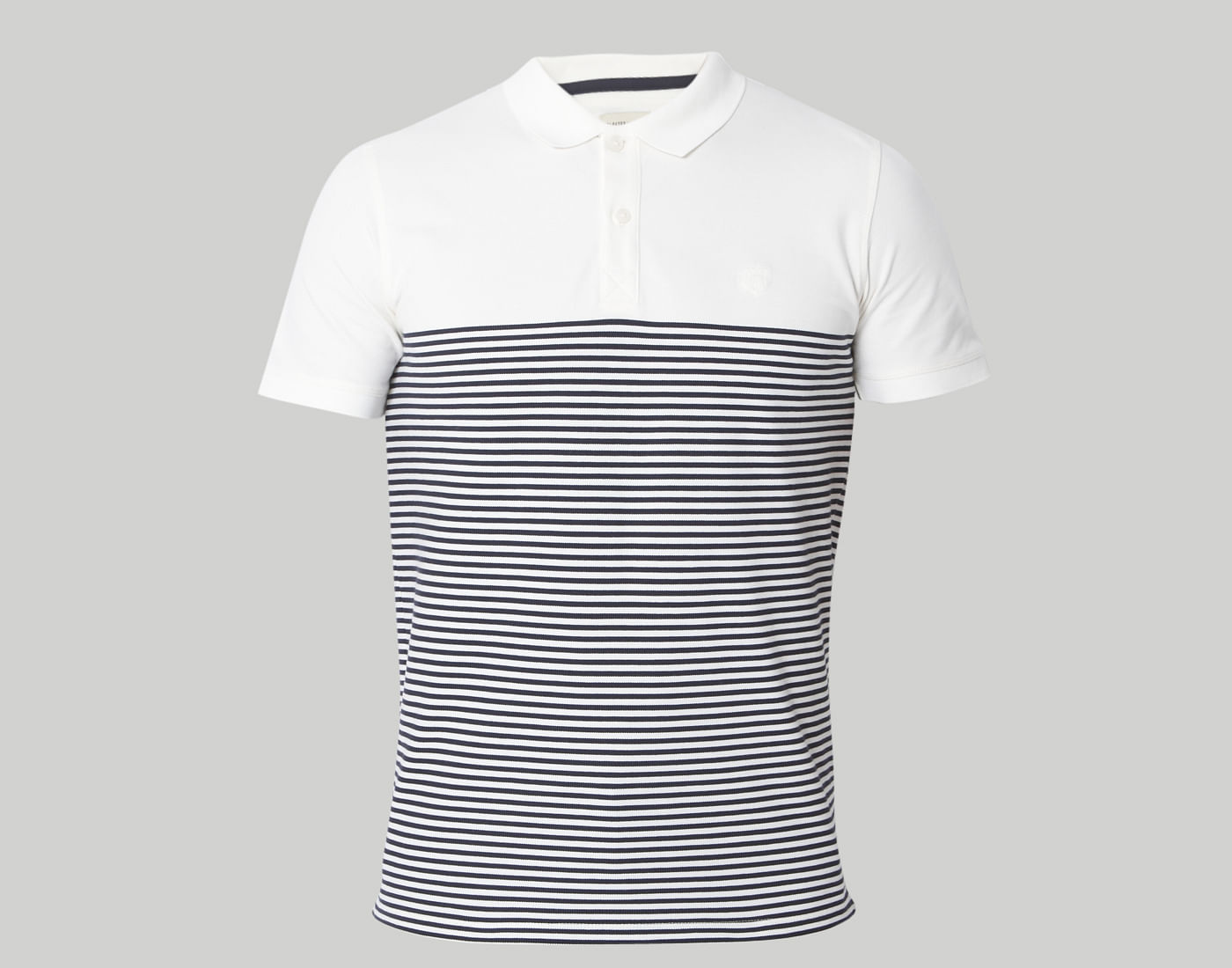 White Striped Polo Neck T-Shirt