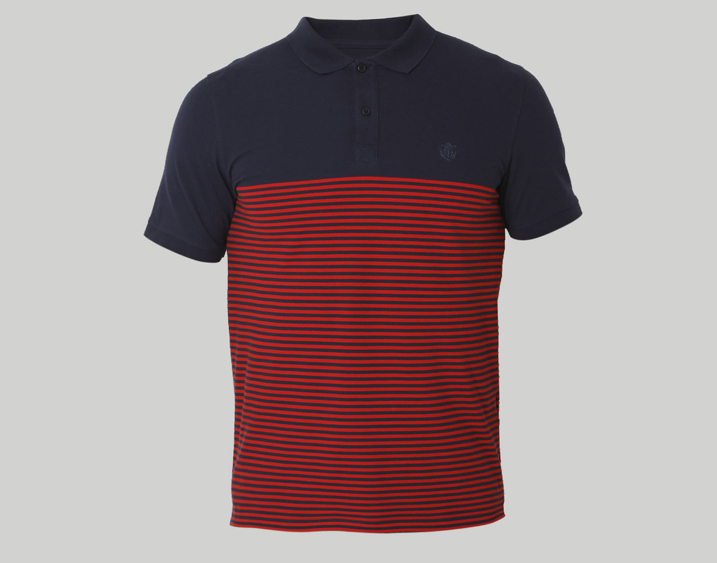 Blue Striped Polo Neck T-Shirt
