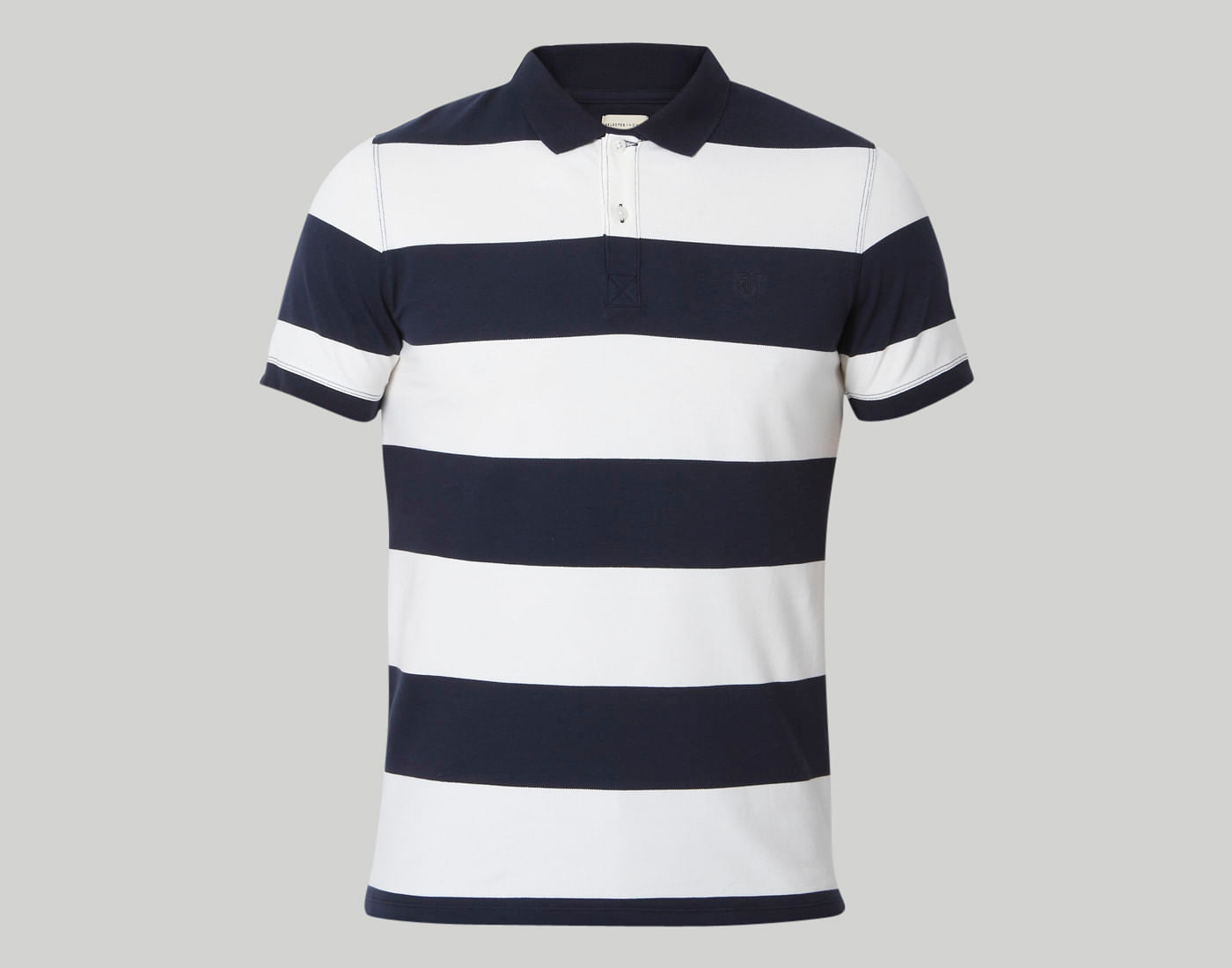 Blue Colourblocked Polo Neck T-Shirt