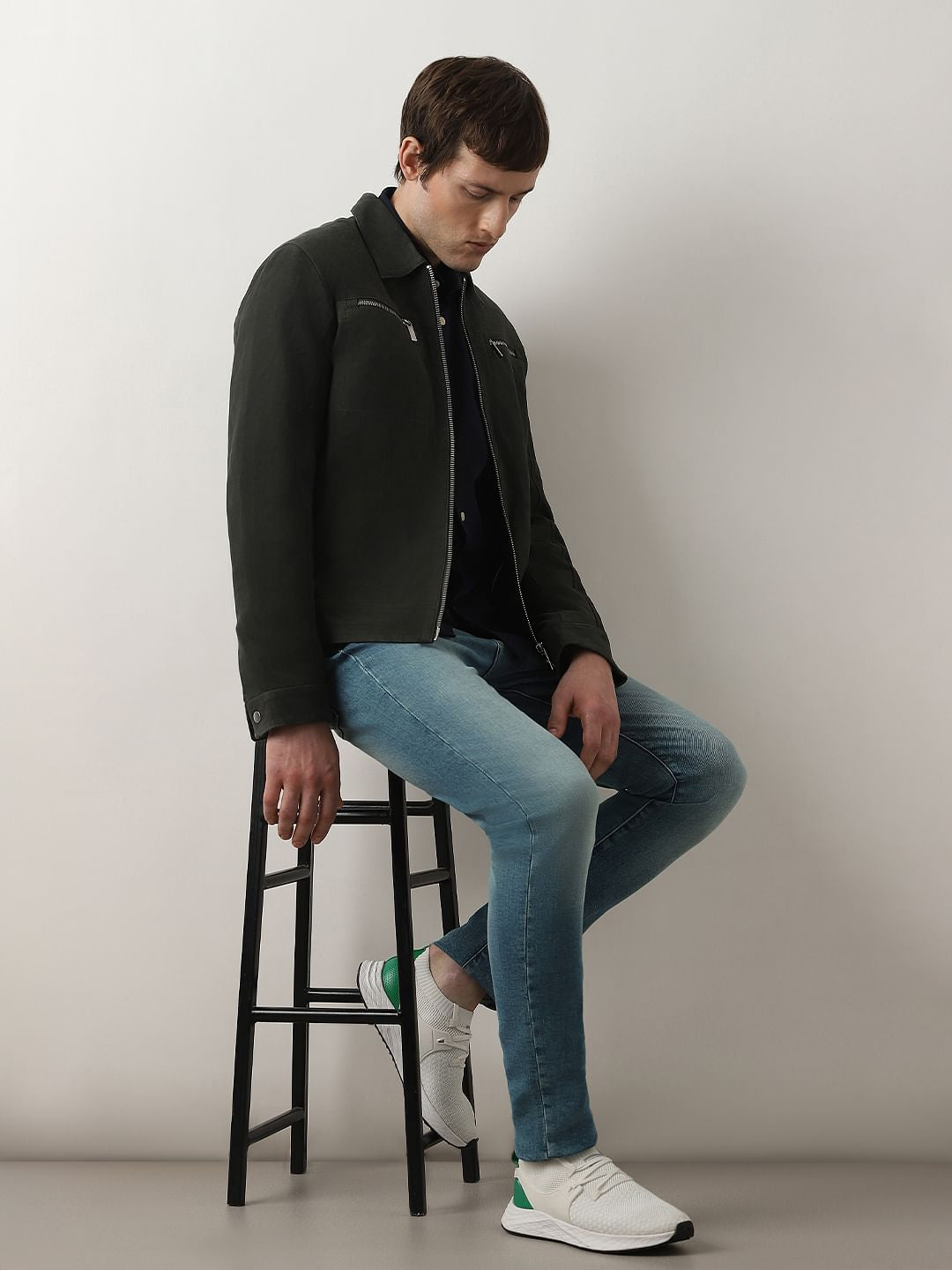 Blue Mid Rise Washed Slim Fit Jeans