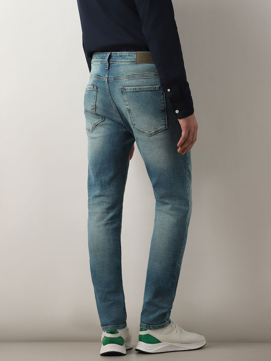 Blue Mid Rise Washed Slim Fit Jeans