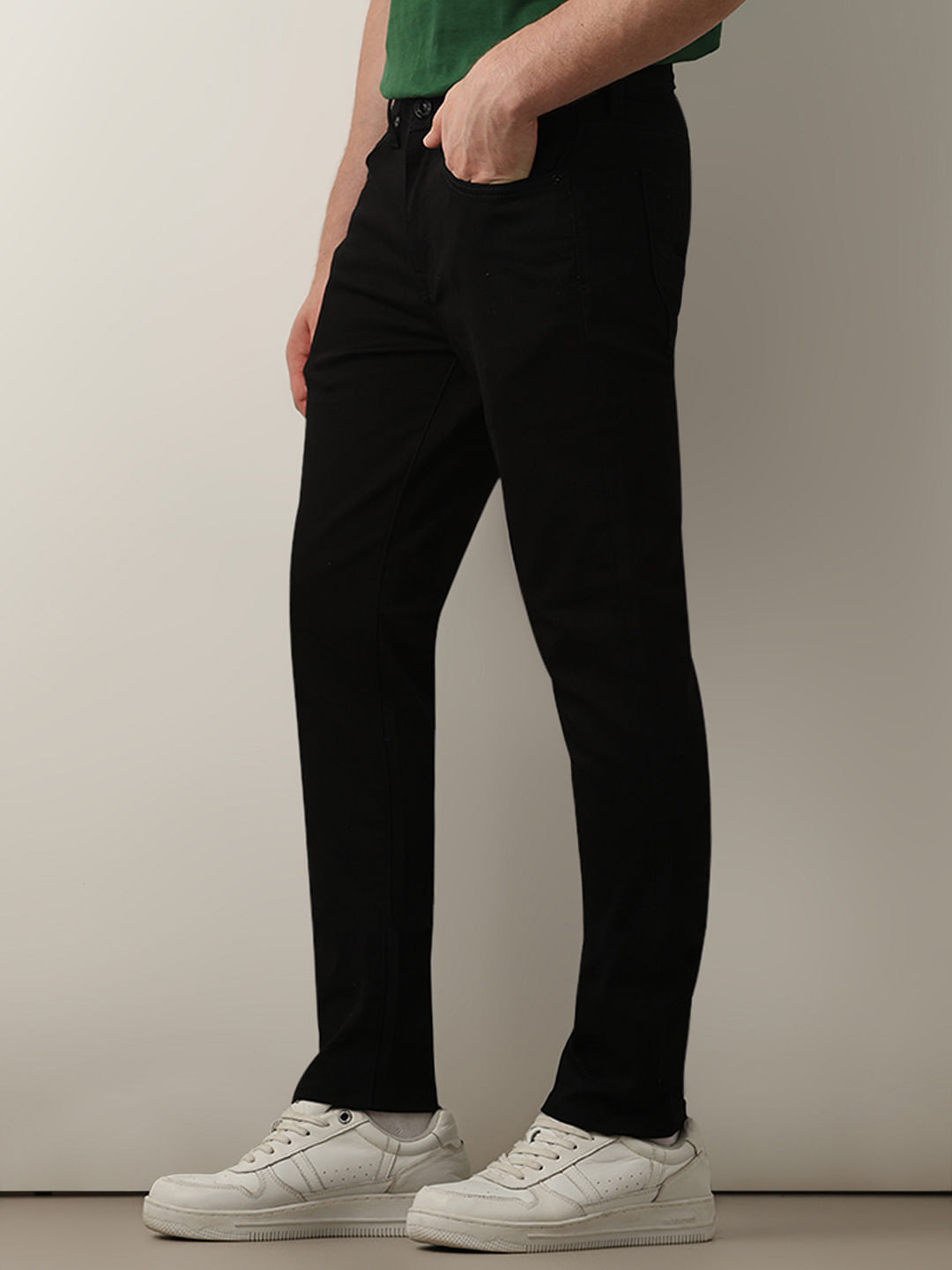 Black Mid Rise Leon Slim Fit Jeans