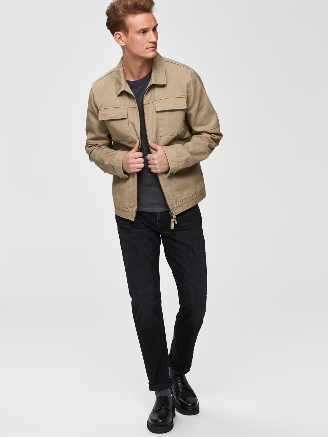 Black Mid Rise Scott Straight Fit Jeans