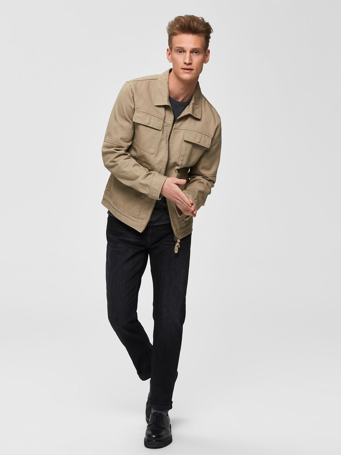 Black Mid Rise Scott Straight Fit Jeans