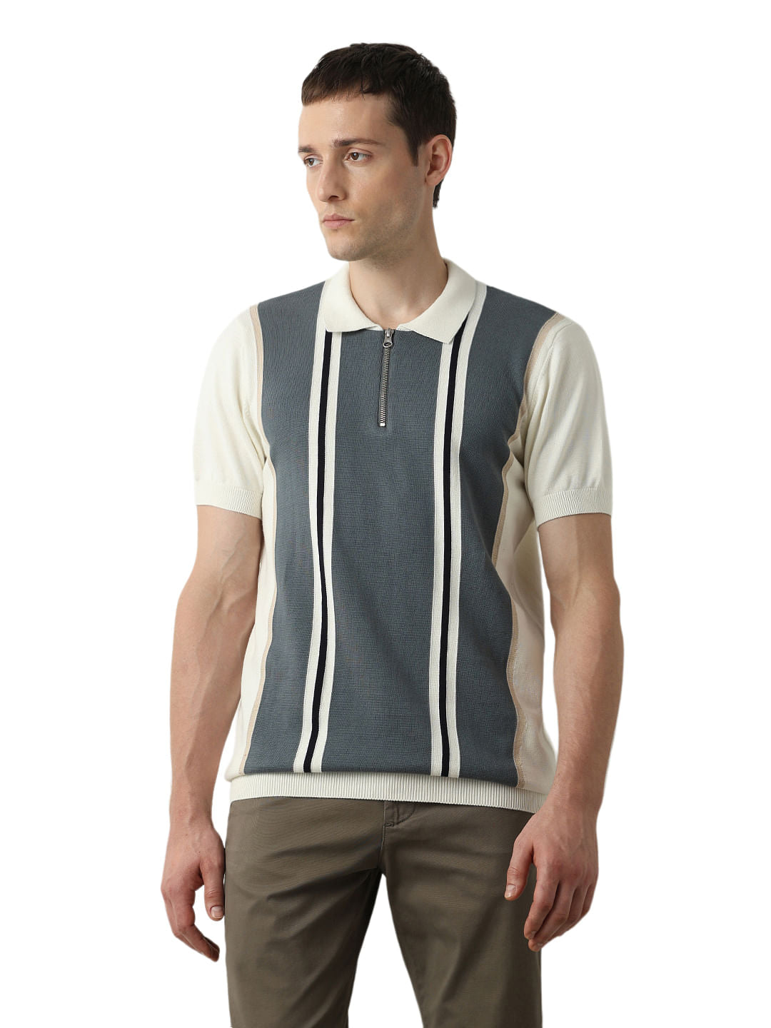 Off-White Colourblocked Knitted Polo