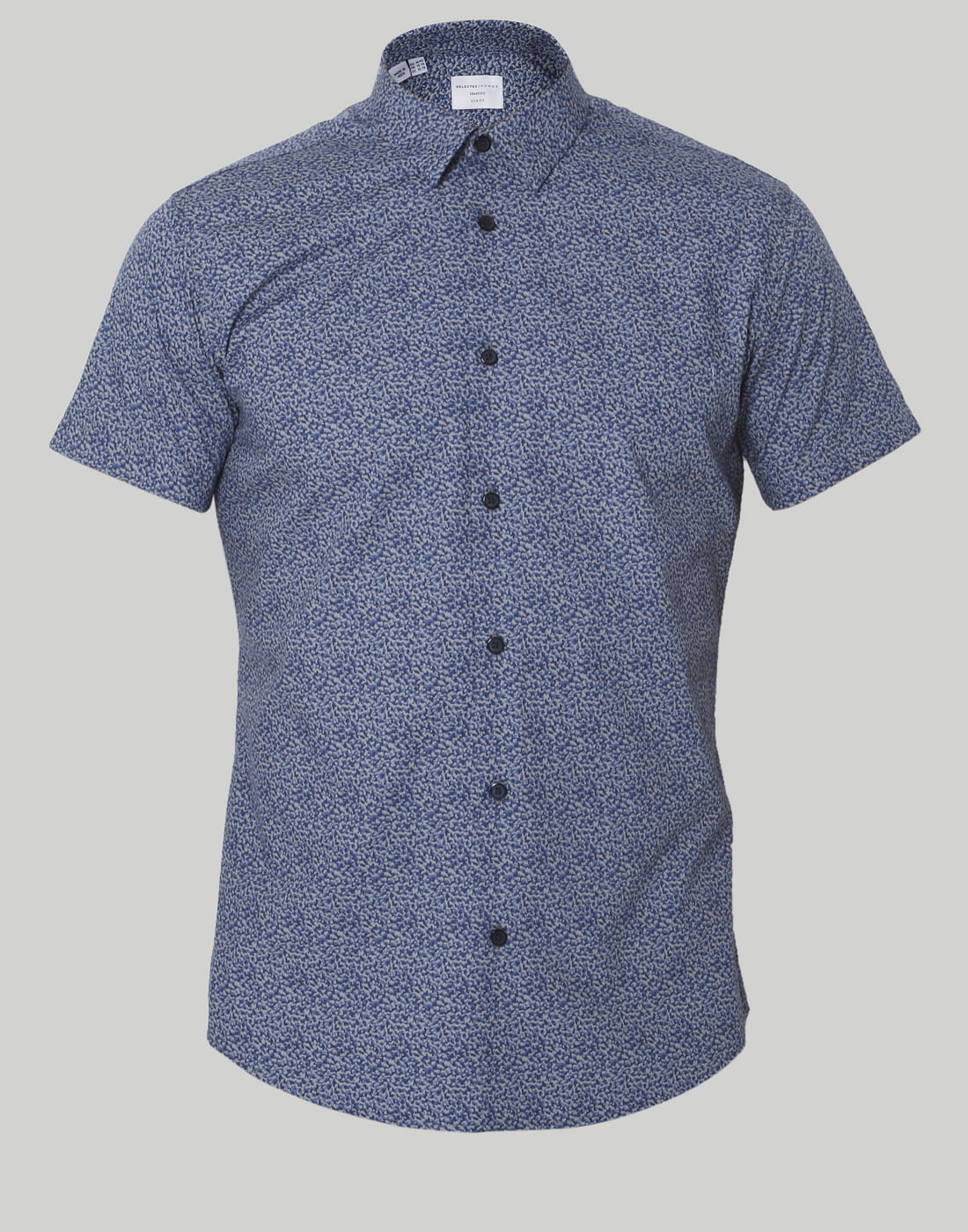 Blue Printed Short Sleeves Shirt