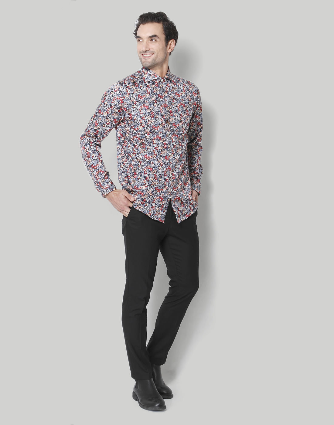Red Printed Full Sleeves Shirt