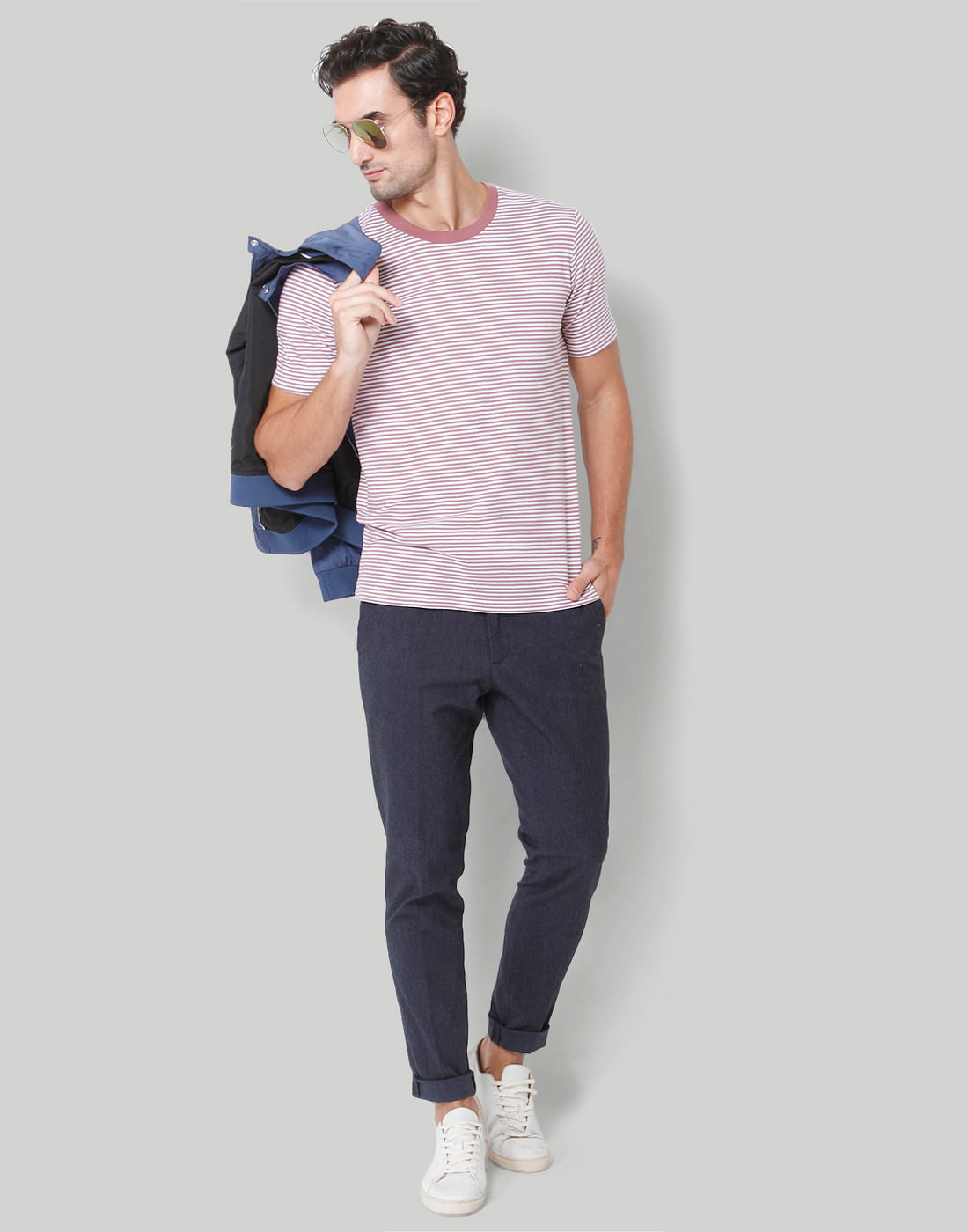 White Striped Crew Neck T-Shirt
