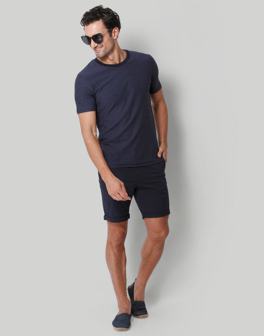 Blue Striped Crew Neck T-Shirt
