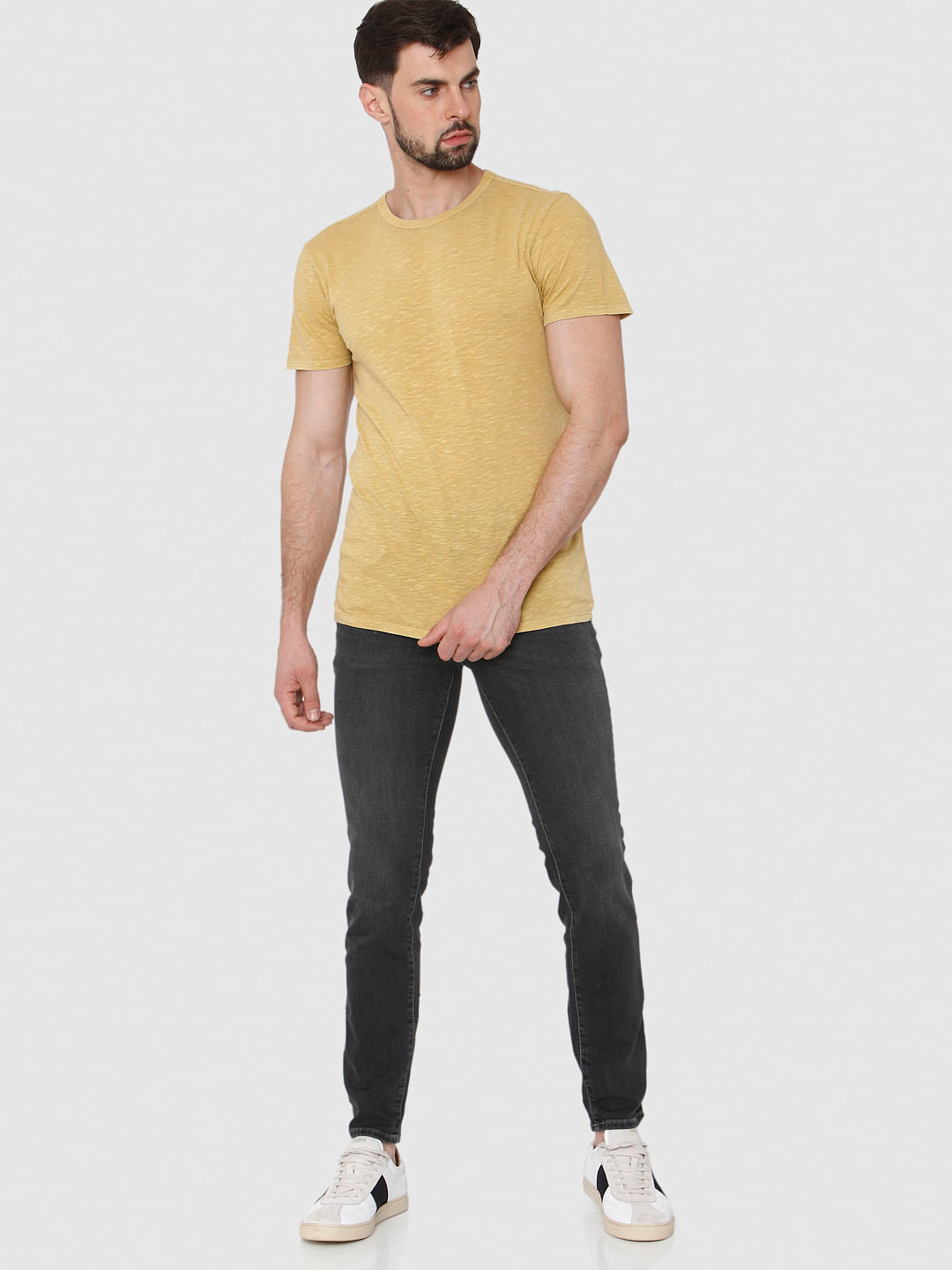 Yellow Overdyed Crew Neck T-Shirt