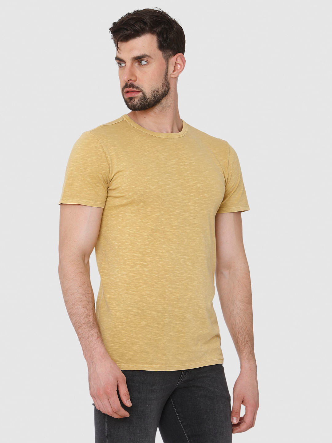 Yellow Overdyed Crew Neck T-Shirt